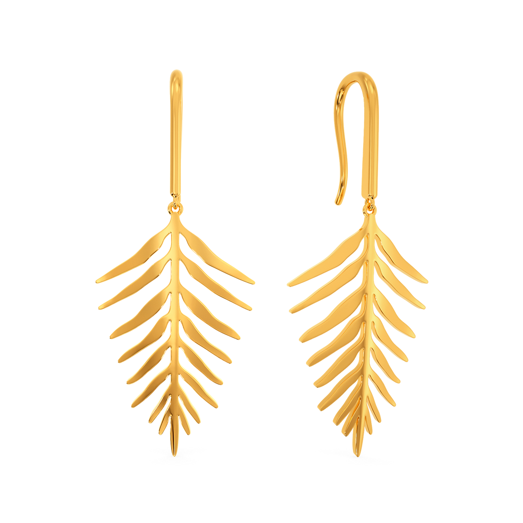 Dramatic Leaves Gold Earrings
