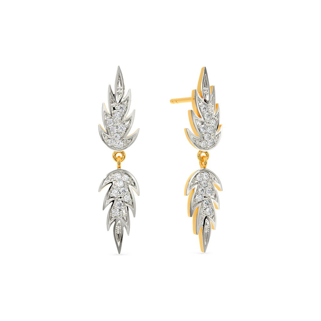 Parellel Leaf Love Diamond Earrings