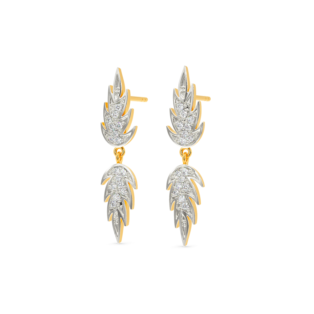 Parellel Leaf Love Diamond Earrings