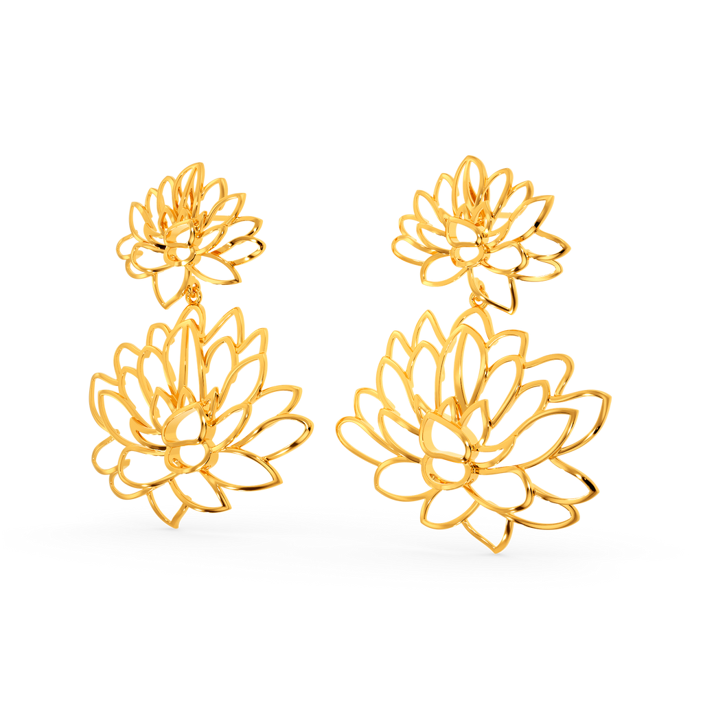 Just Like The Lotus Gold Earrings