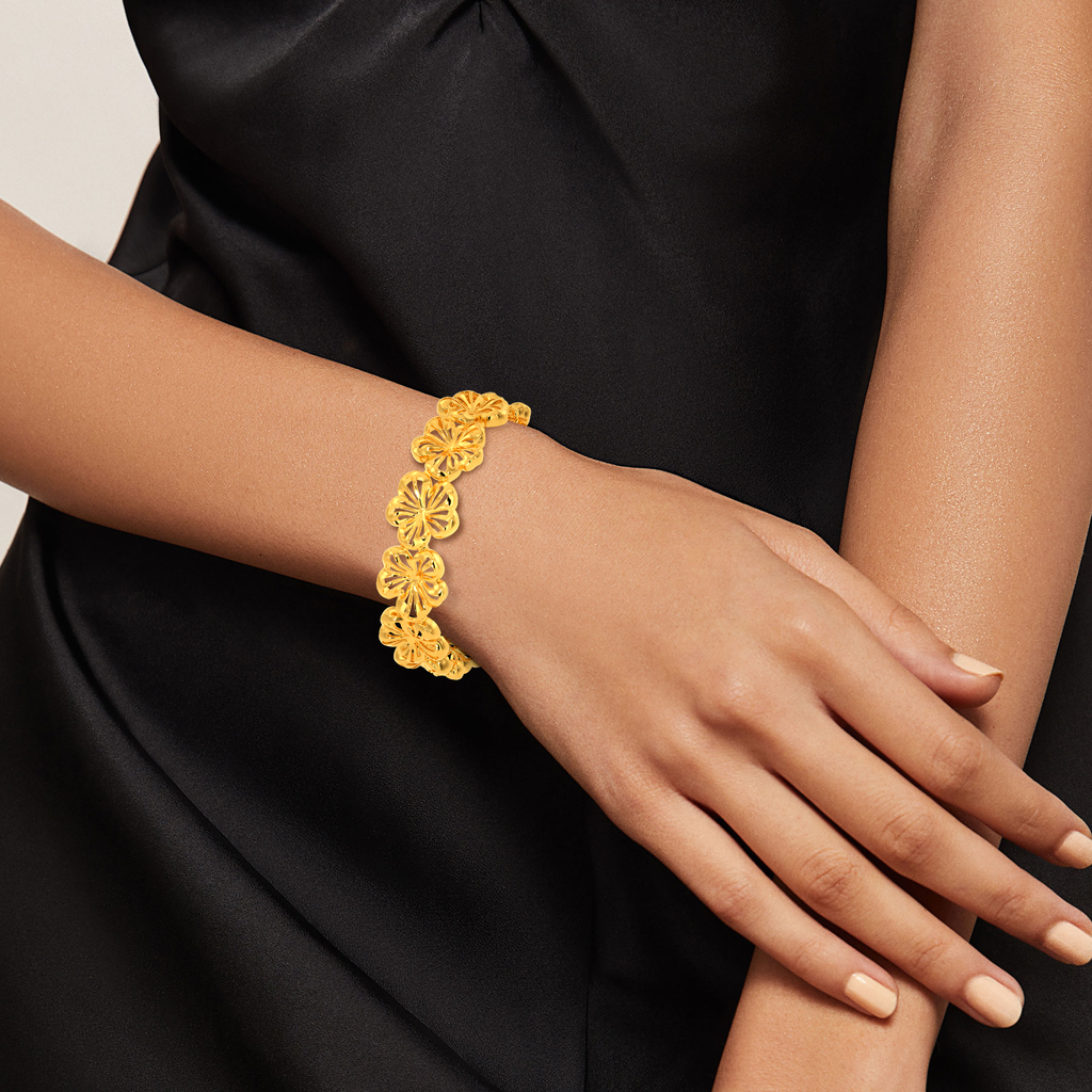 Wild Flower Mesh Gold Bangles