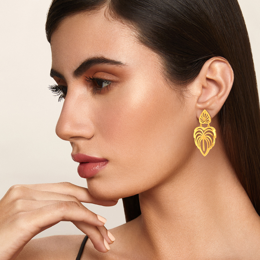 Heart Of The Flora Gold Earrings