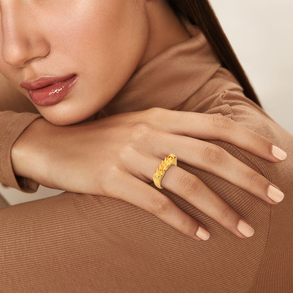 Twill Texture Gold Rings alternate view 1