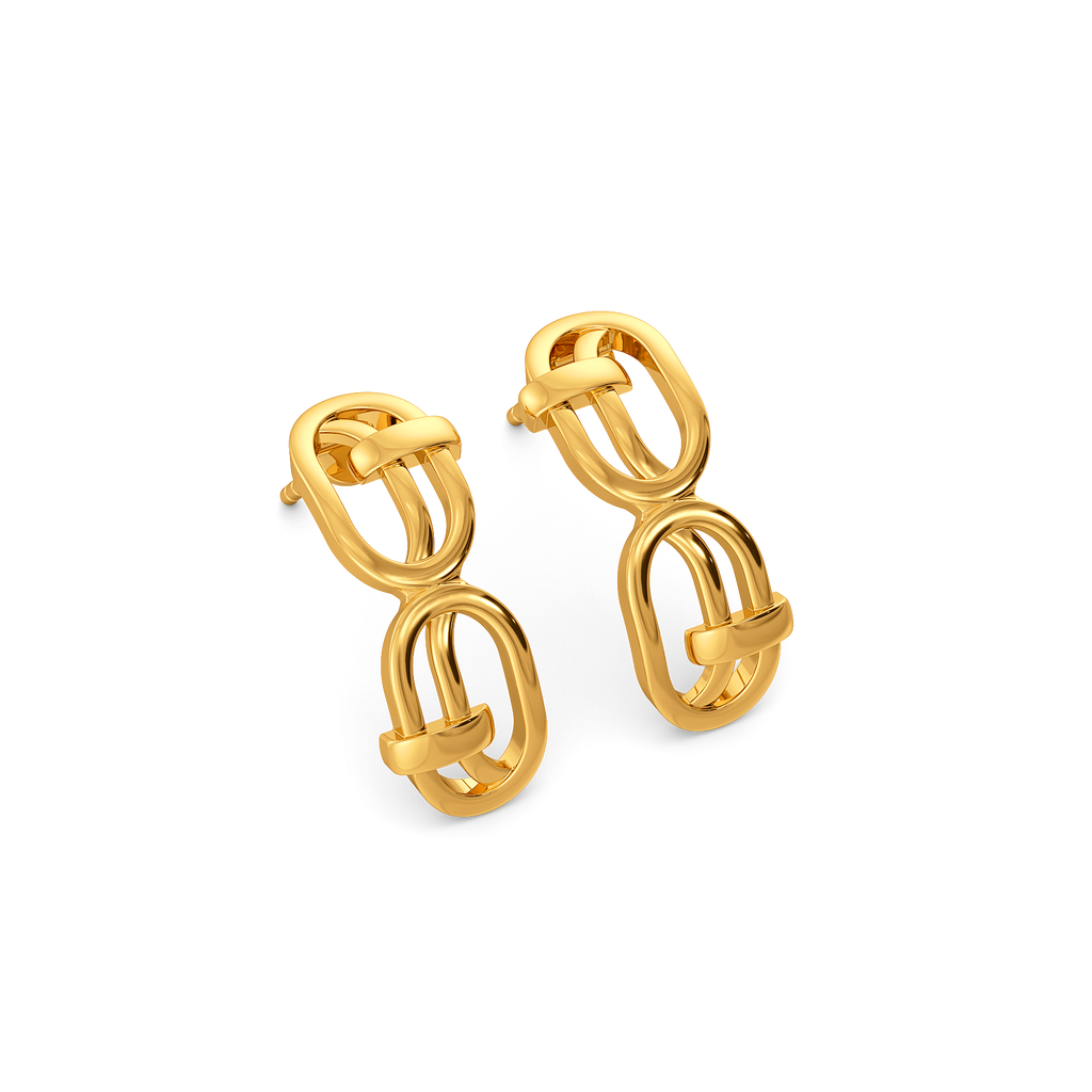 Clasped Charm Gold Earrings