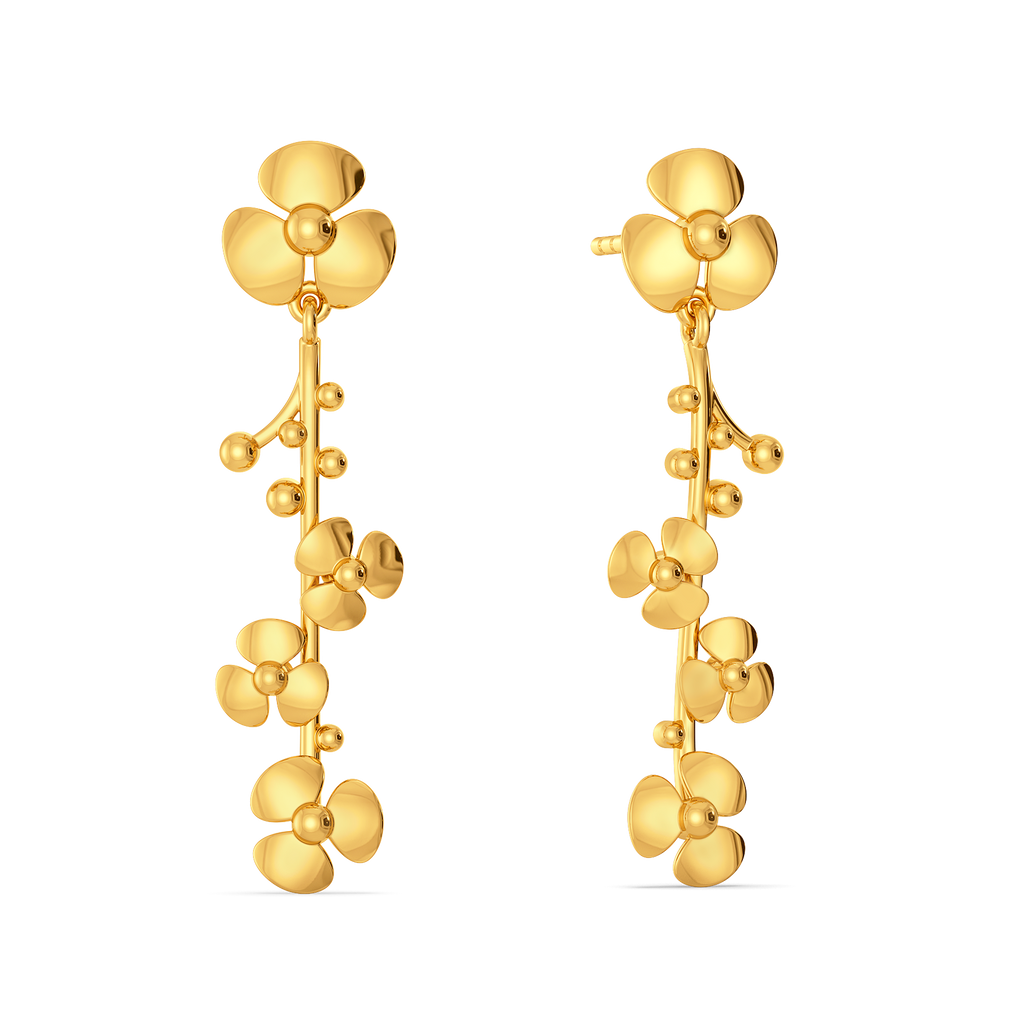 Fall Hued Florals Gold Earrings