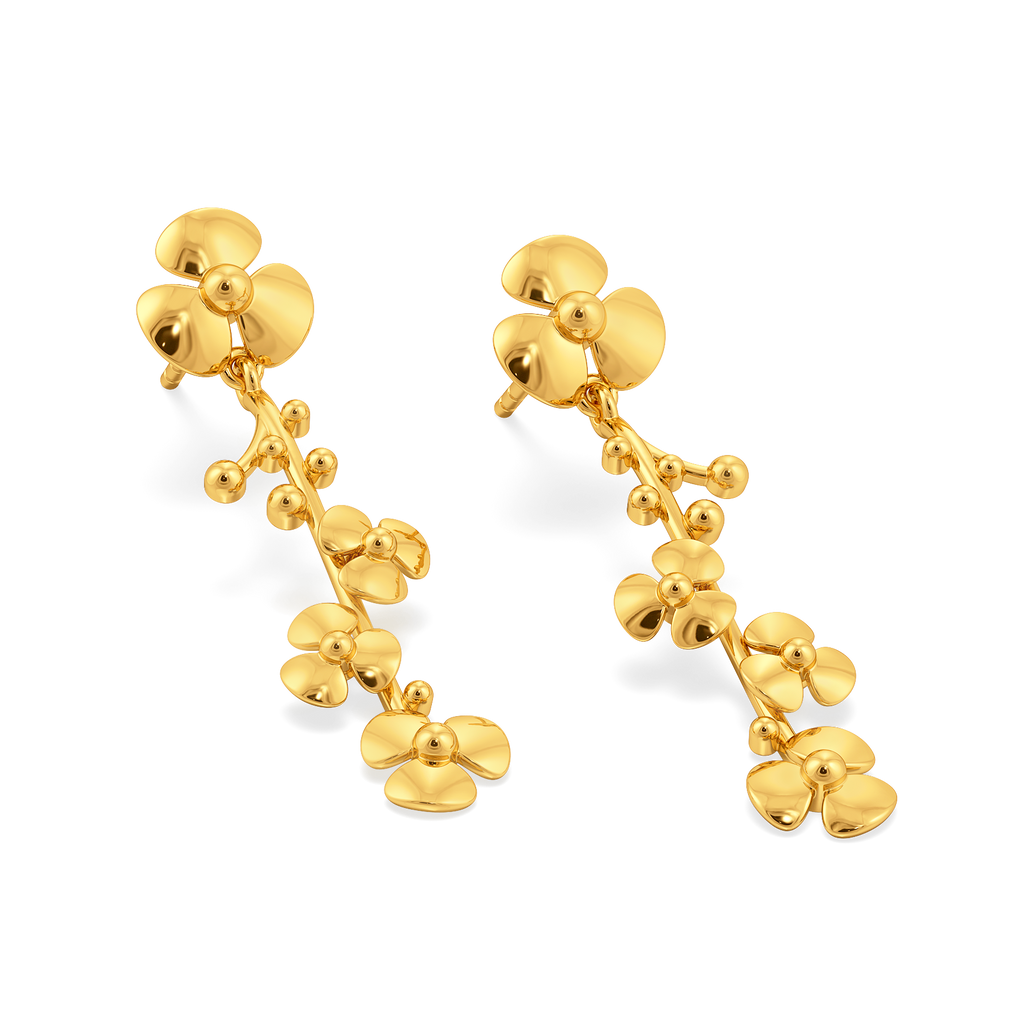 Fall Hued Florals Gold Earrings