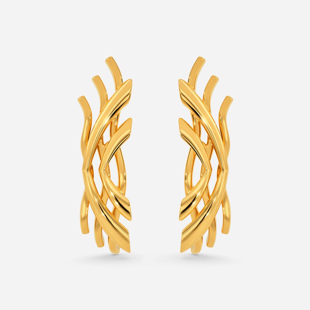Flows In Waves Gold Earrings