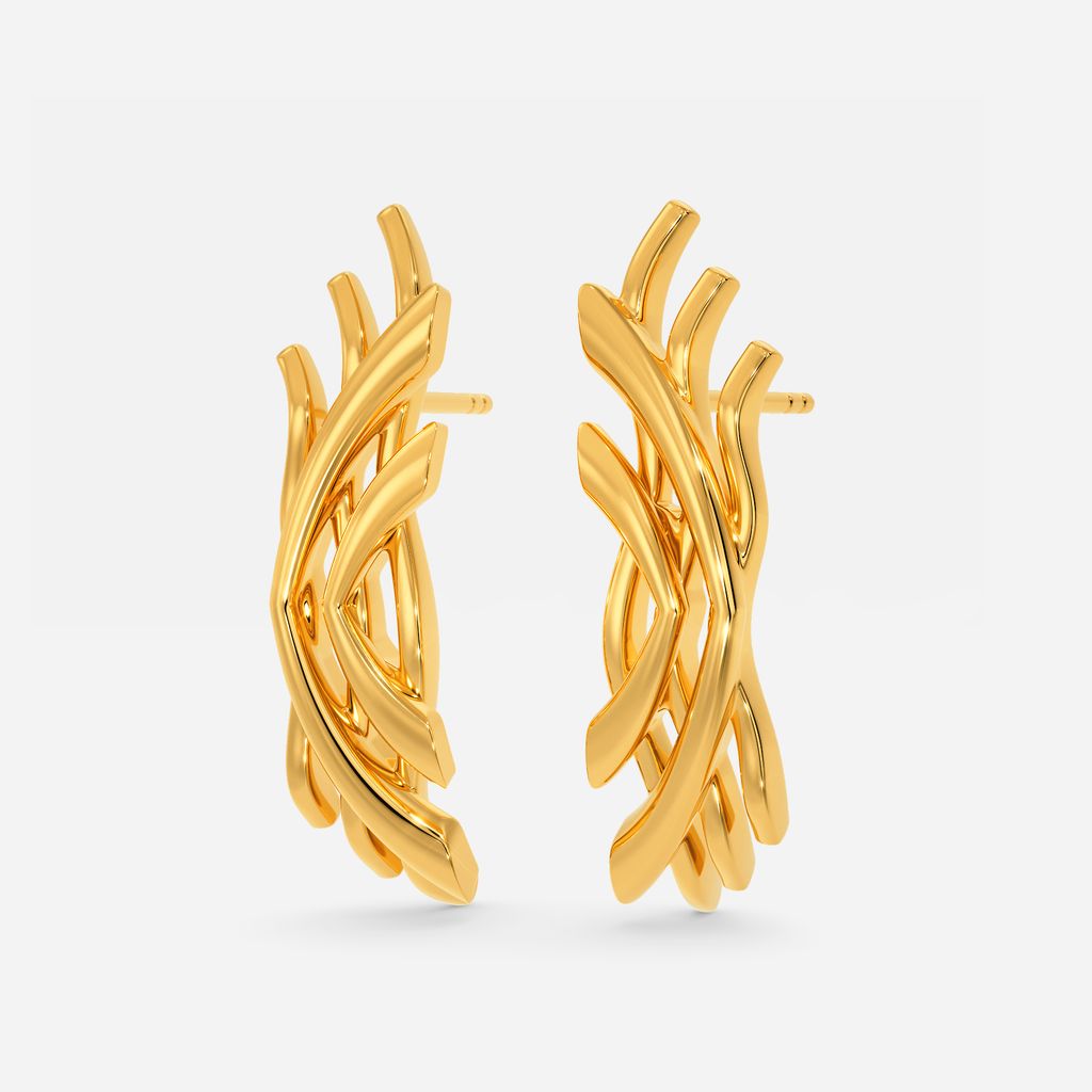 Flows In Waves Gold Earrings