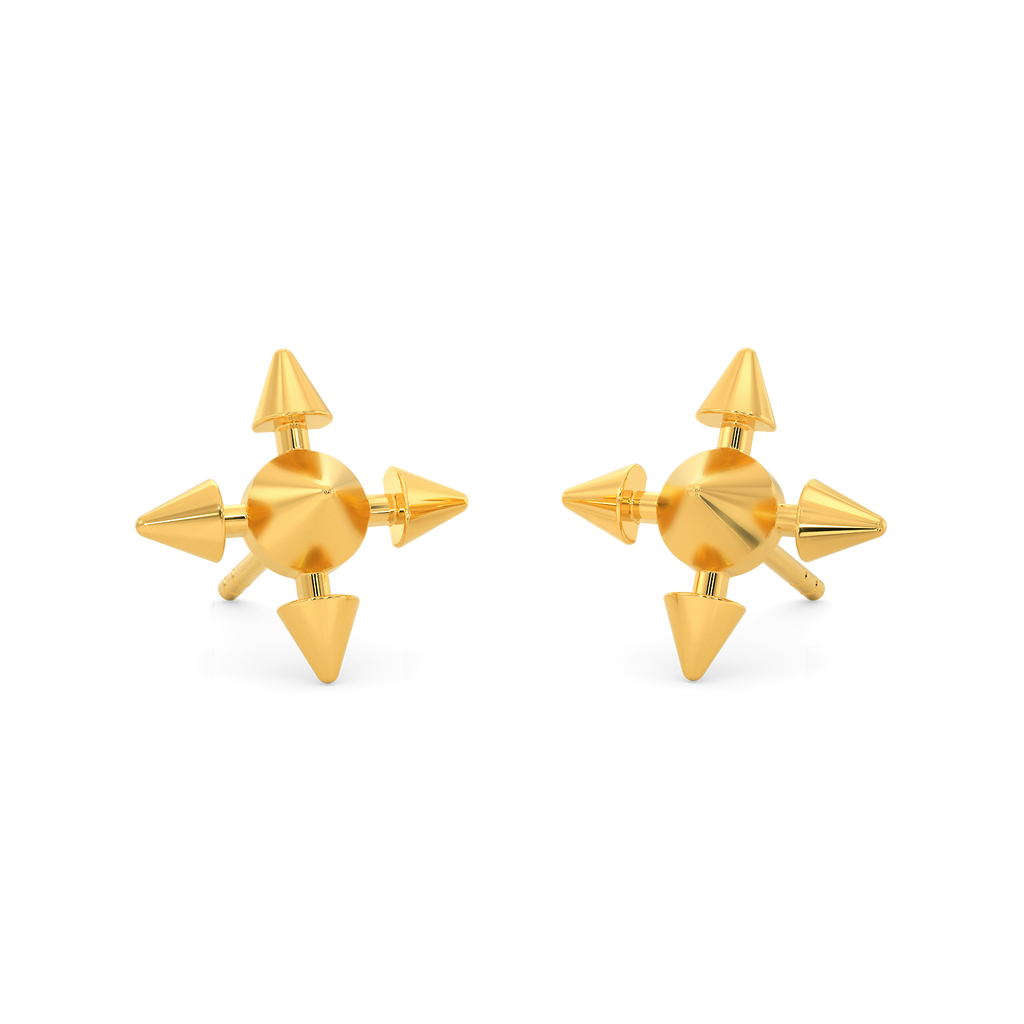 Rusty Spikes Gold Earrings