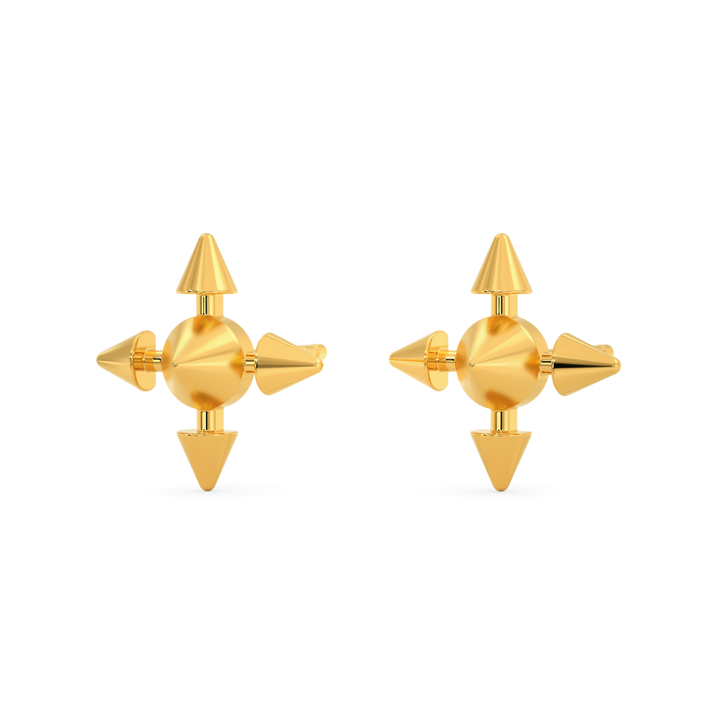 Rusty Spikes Gold Earrings