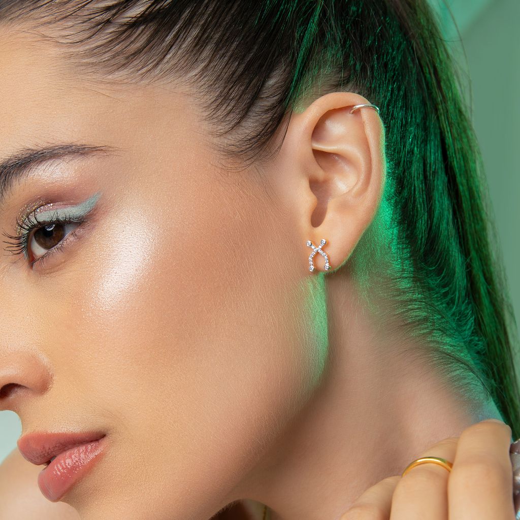 Sci Grid Diamond Earrings