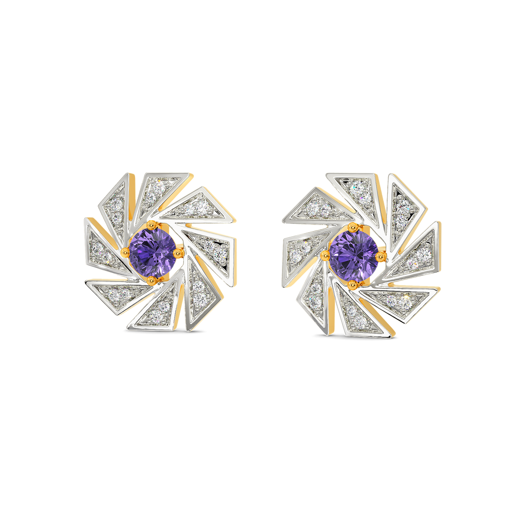 Purple Maze Diamond Earrings