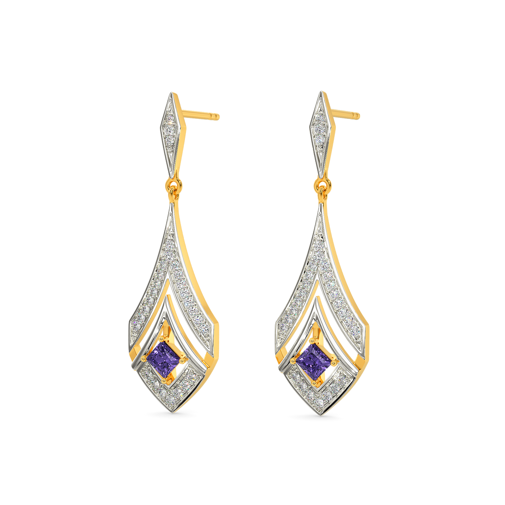 Bling In Purple Diamond Earrings