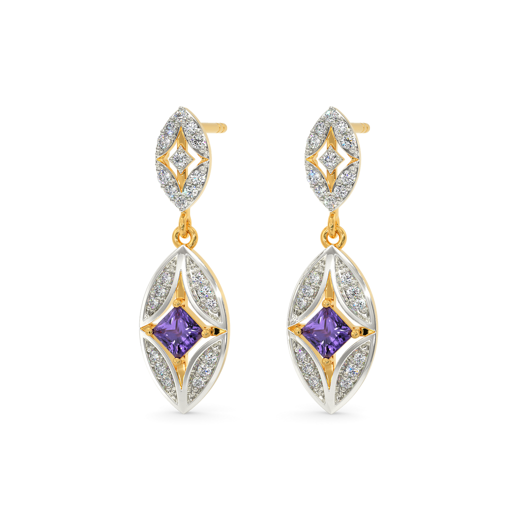 Bright Like An Amethyst Diamond Earrings