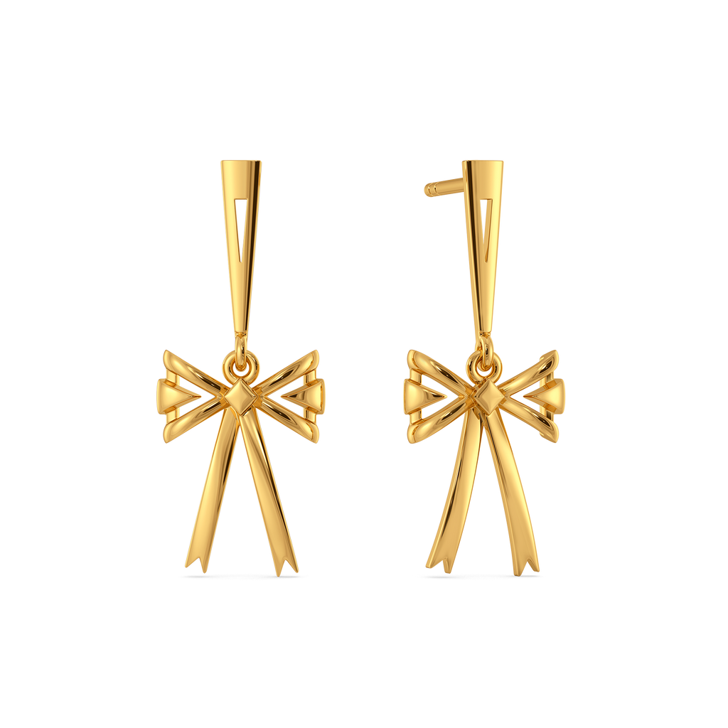 Charmed in Ribbons Gold Earrings