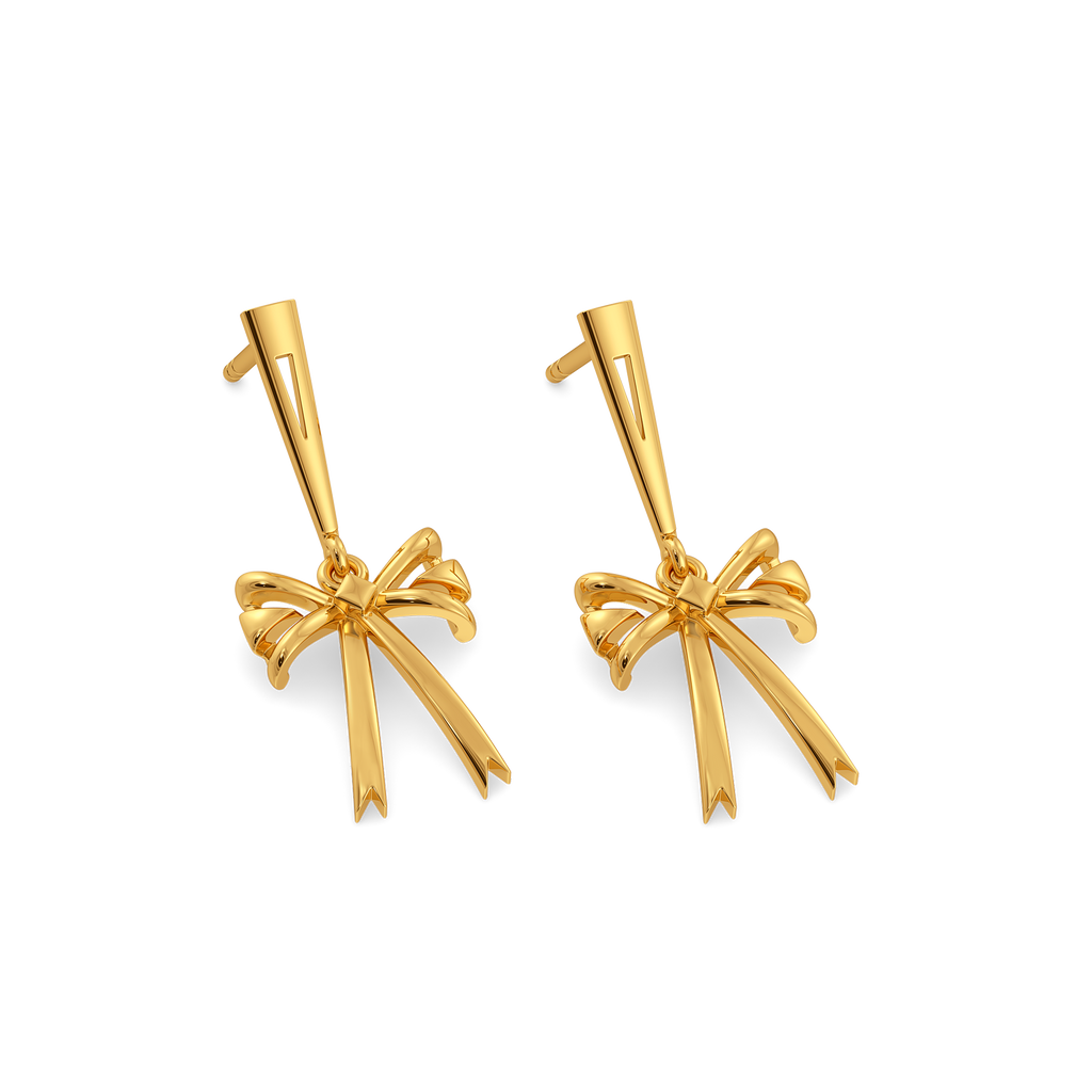 Charmed in Ribbons Gold Earrings