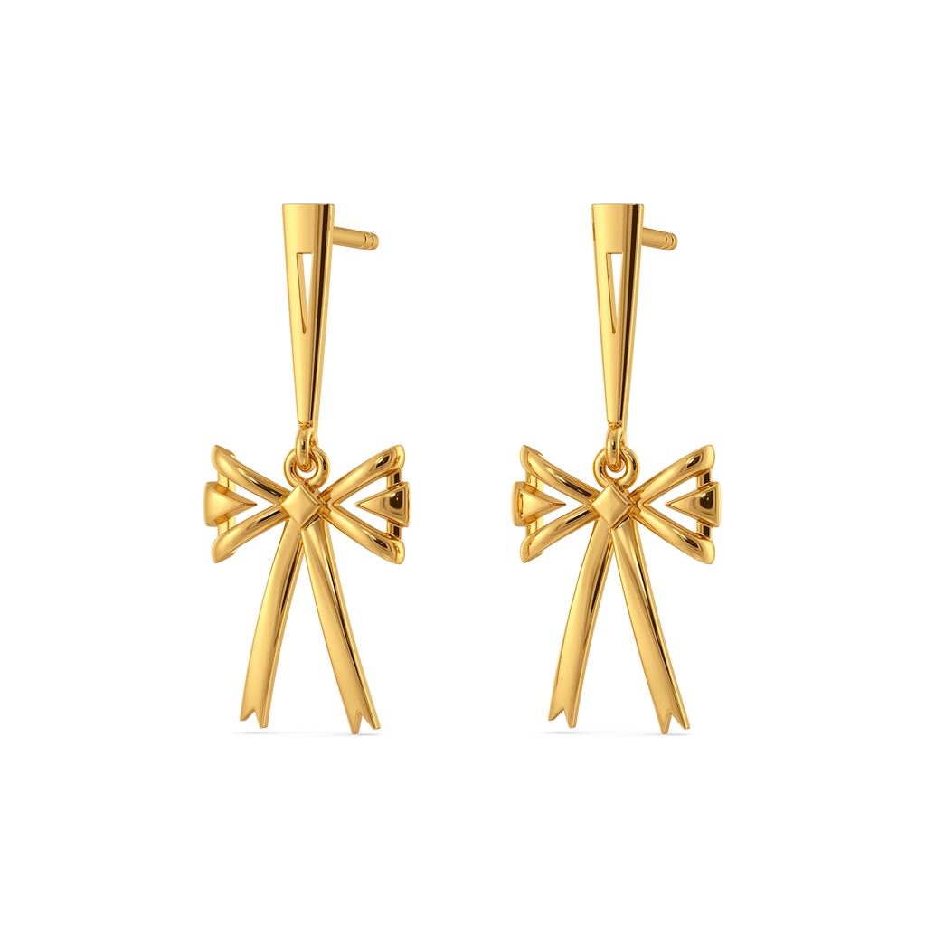 Charmed in Ribbons Gold Earrings