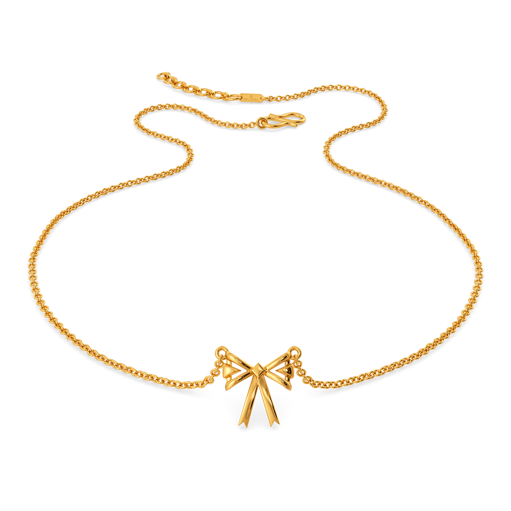 Charmed in Ribbons Gold Necklaces