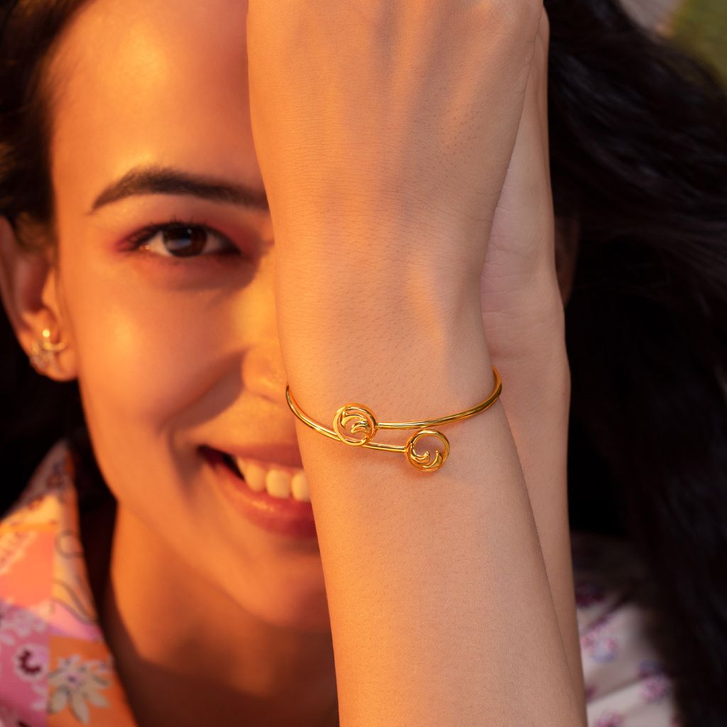 Much-Like-Waves Gold Bangles