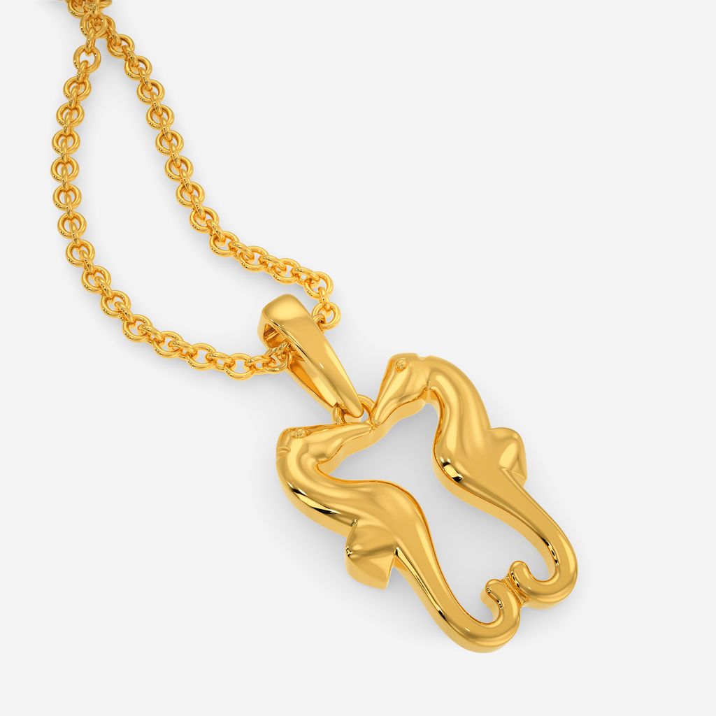 Playful Seahorses Gold Pendants