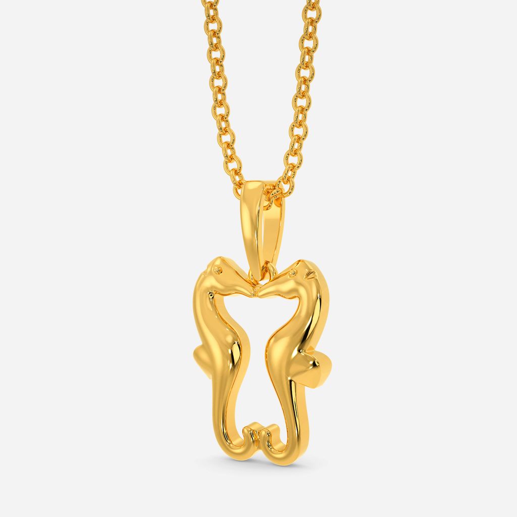 Playful Seahorses Gold Pendants