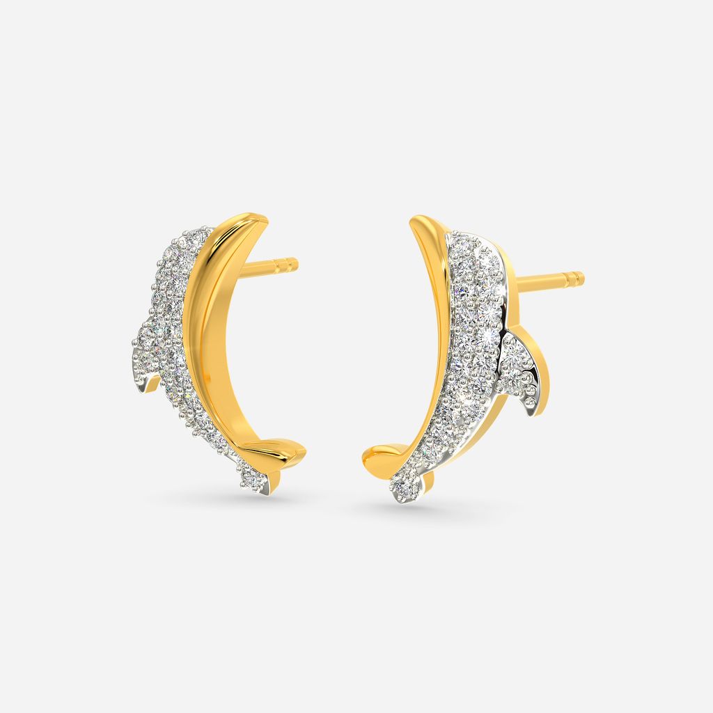Swirl with Dolphins Diamond Earrings