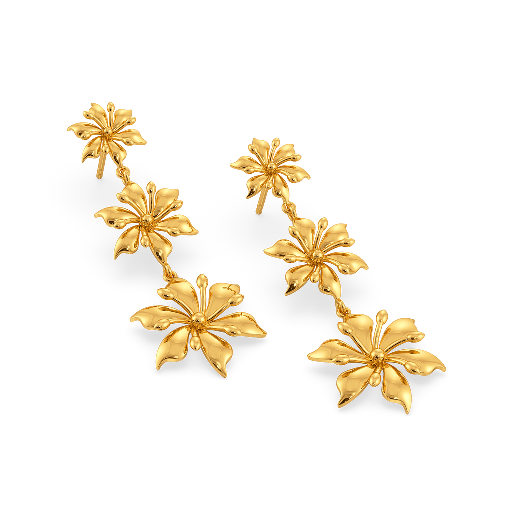 Whimsical Florals Gold Earrings