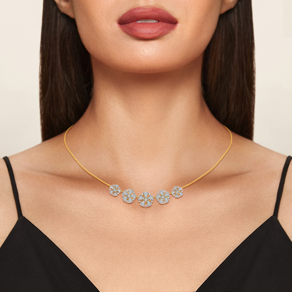 Floral Cues Diamond Necklaces