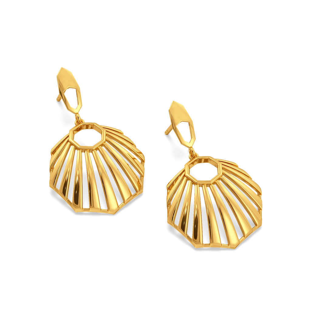 Nostalgic Nod to Pleats Gold Earrings