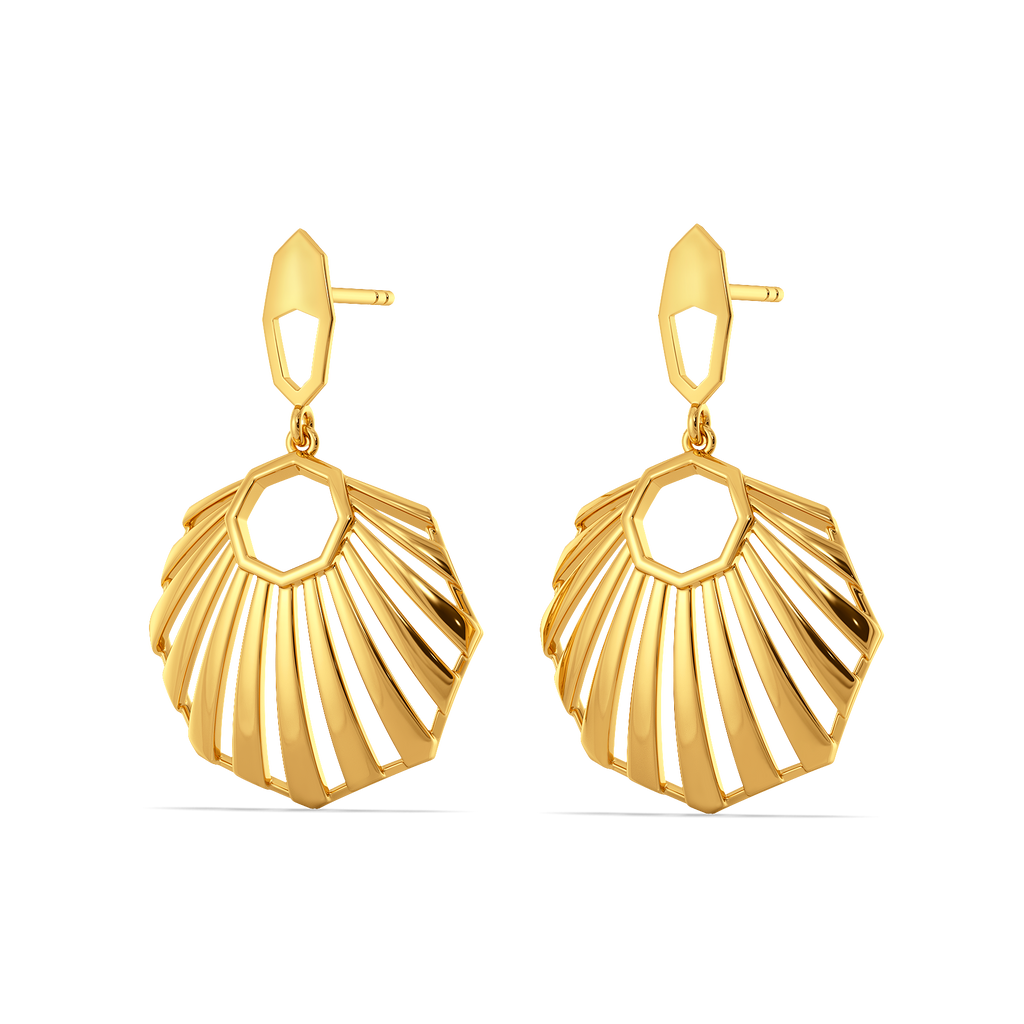 Nostalgic Nod to Pleats Gold Earrings