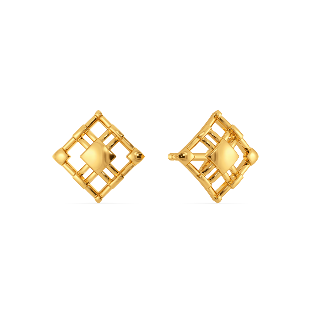 Think Plaid  Gold Earrings