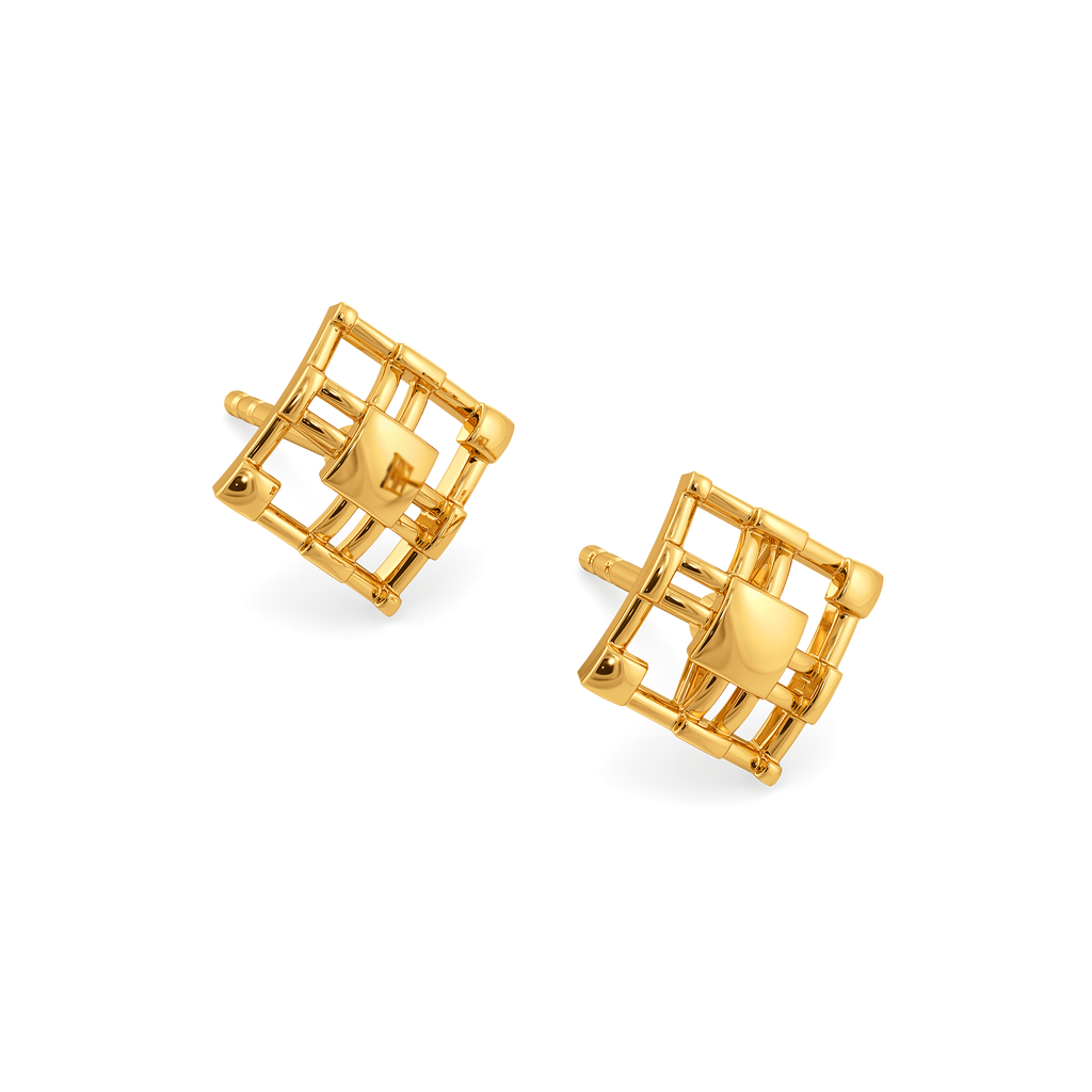Think Plaid  Gold Earrings