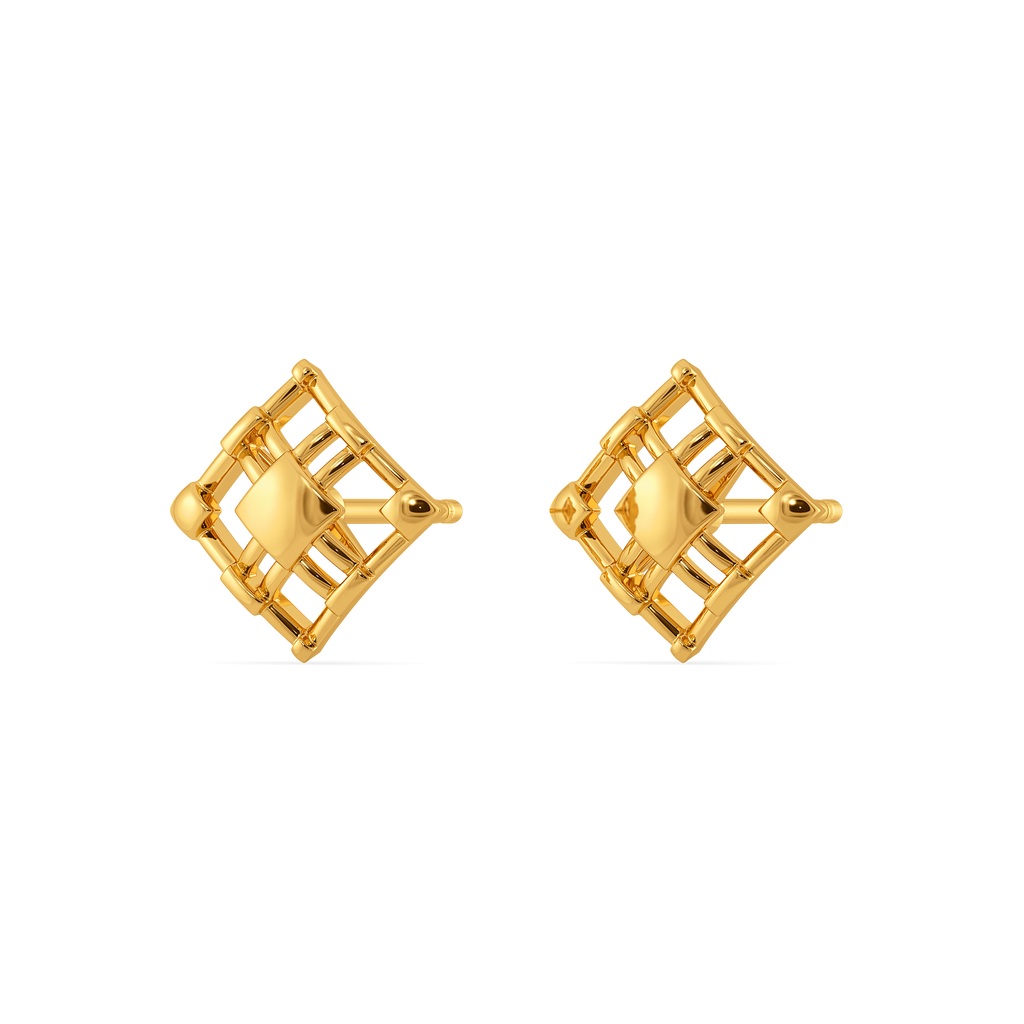 Think Plaid  Gold Earrings