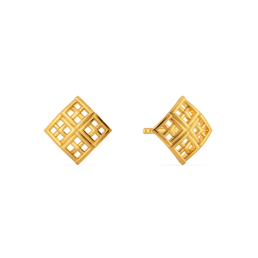 Trend in Plaid Gold Earrings