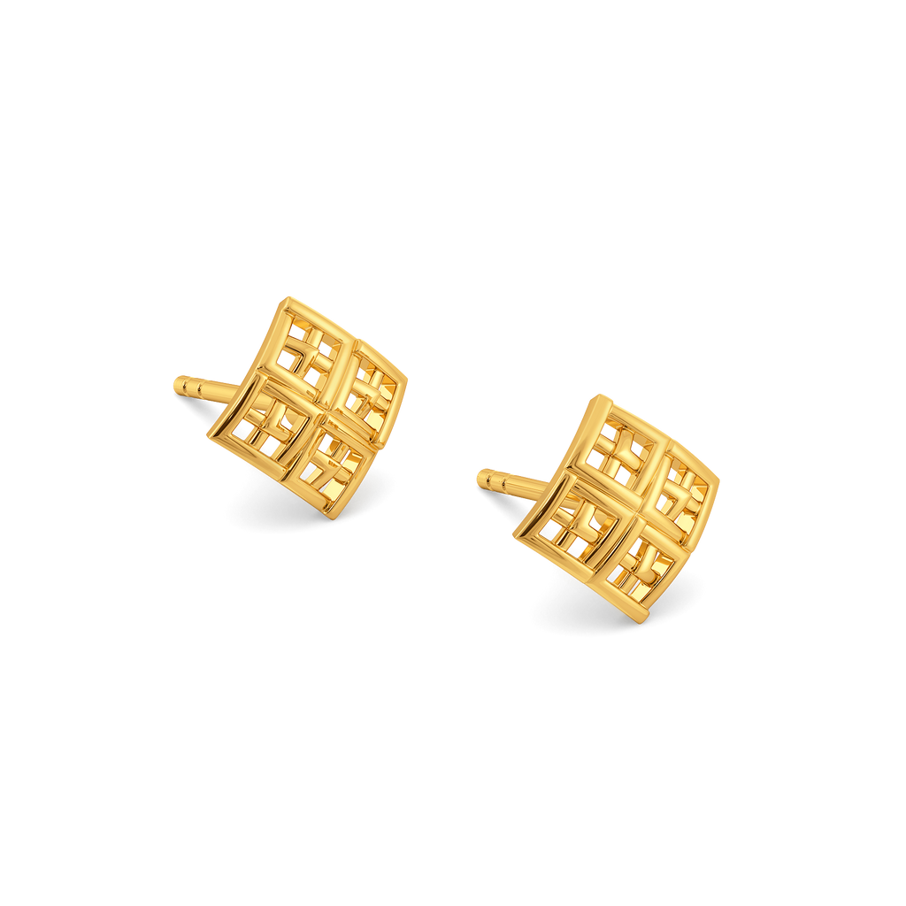 Trend in Plaid Gold Earrings