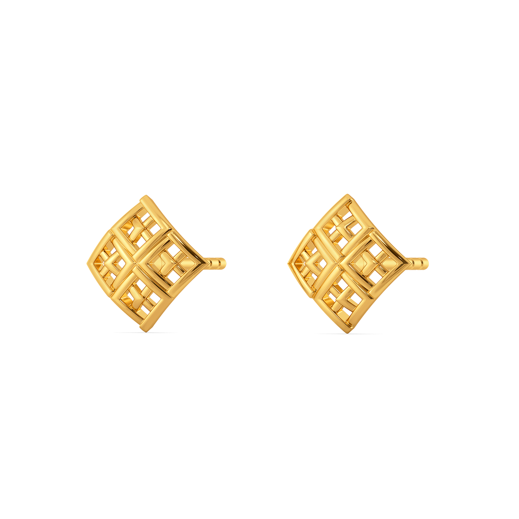Trend in Plaid Gold Earrings