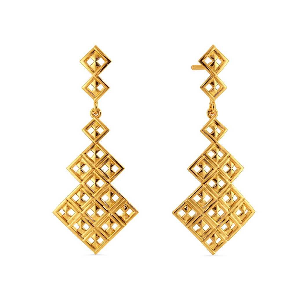 Perfectly Plaid Gold Earrings