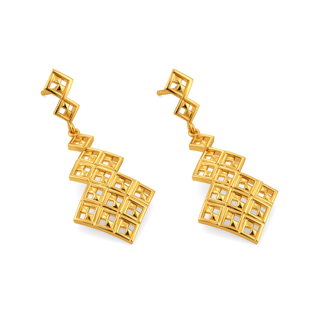 Perfectly Plaid Gold Earrings