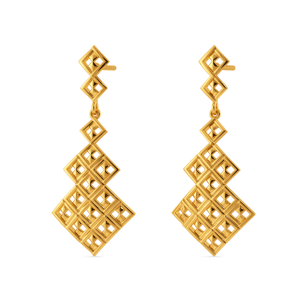 Perfectly Plaid Gold Earrings
