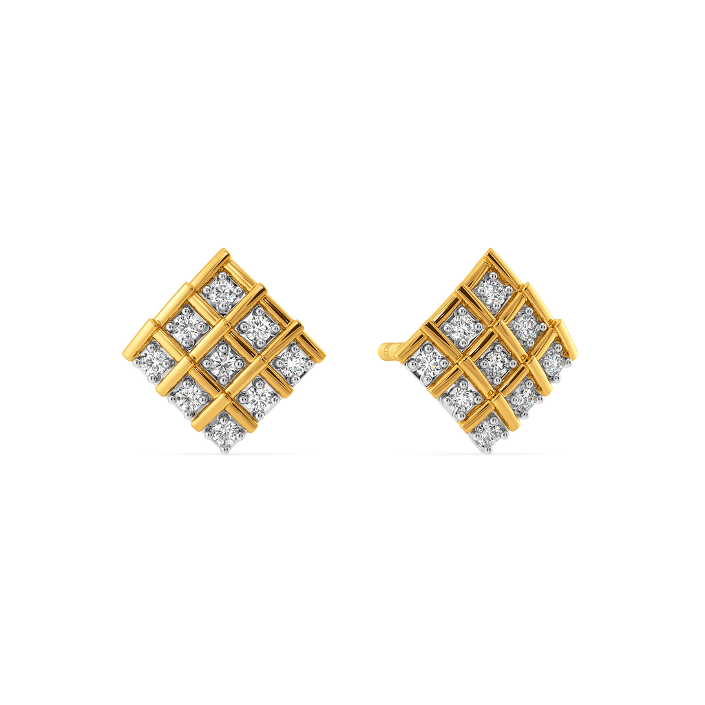 Cozy in Checks Diamond Earrings