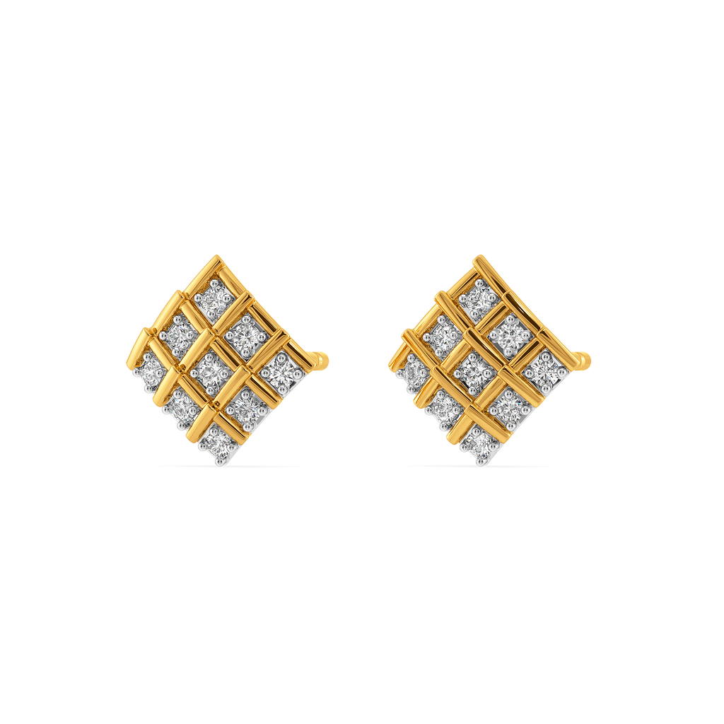 Cozy in Checks Diamond Earrings