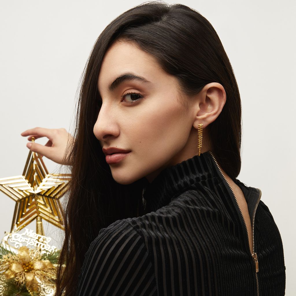 Zip Allure Gold Earrings