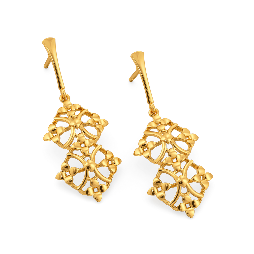 Veiled Geometry Gold Earrings