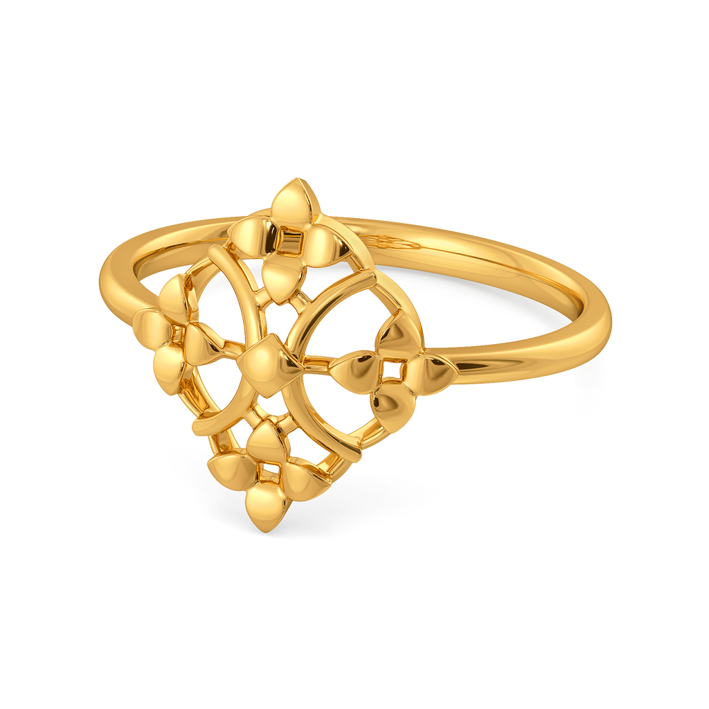 Veiled Geometry Gold Rings