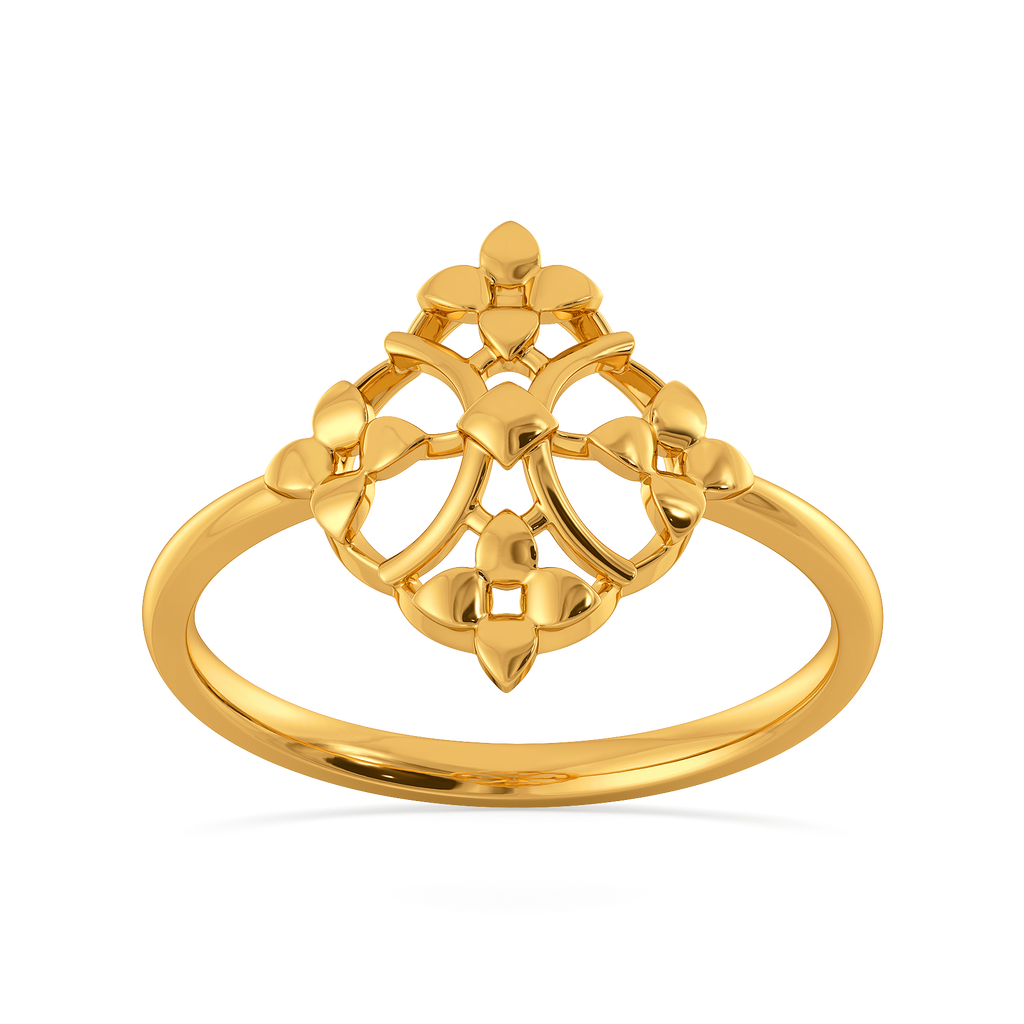 Veiled Geometry Gold Rings