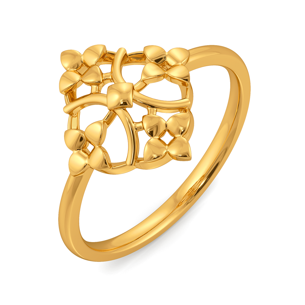Veiled Geometry Gold Rings