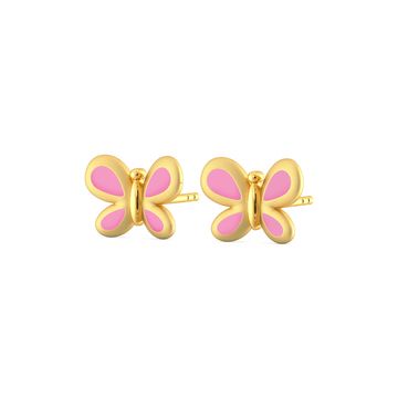 Pink Flutter Gold Earrings