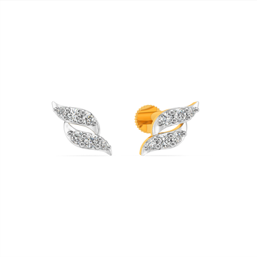 Leaf Ripple Diamond Earrings