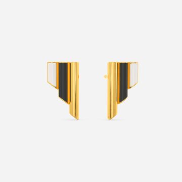 Code O Stripe Gold Earrings