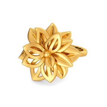 Flower Basket Gold Rings
